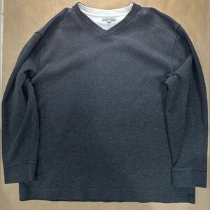 Method Long Sleeve Textured V‑Neck Shirt Men’s XL – Dark Gray Layered Look